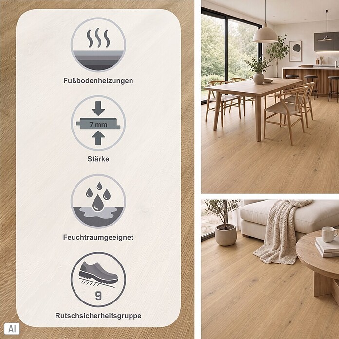 b!design Vinylboden Isocore Inside Châteaux Neuf (1.510 x 300 x 7 mm, Landhausdiele)