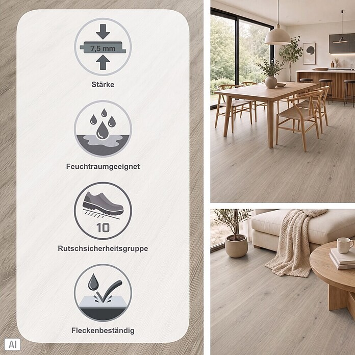 Vinylboden Sly XL Aberdeen Oak (1.510 x 220 x 7,5 mm, Landhausdiele)