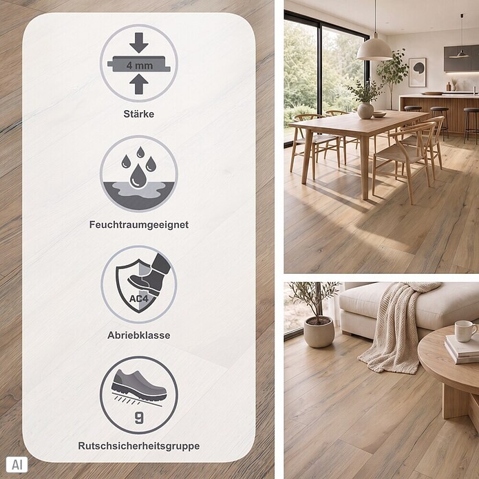 Classen Vinylboden (1.290 x 173 x 4 mm, Landhausdiele)