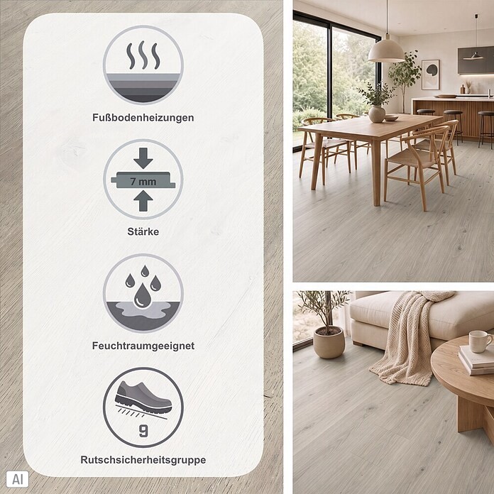 b!design Vinylboden Isocore Inside Versailles (1.510 x 300 x 7 mm, Landhausdiele)
