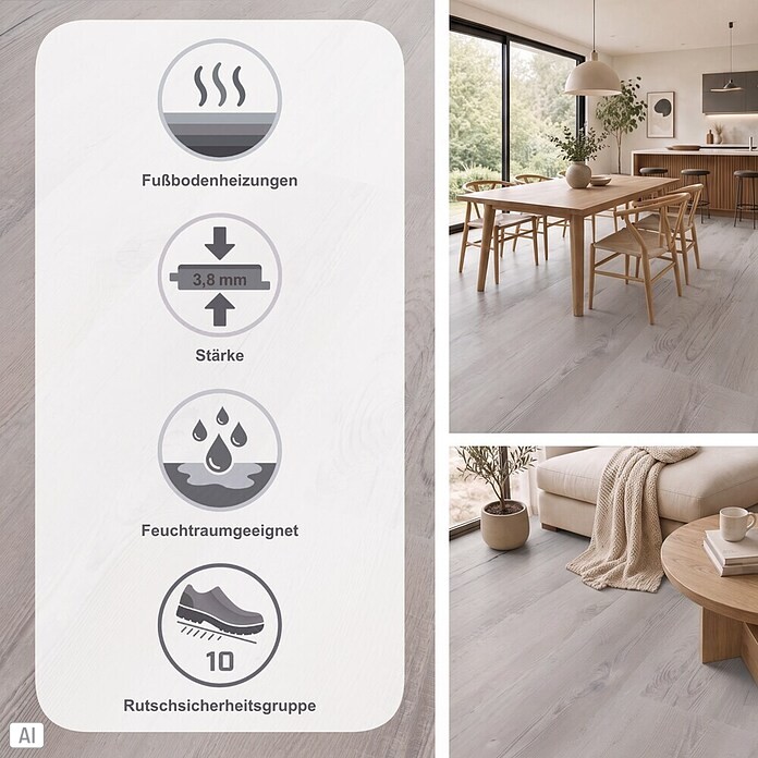 b!design Vinylboden SPC (Sunny Pine, Landhausdiele, 1 220 x 181 x 3,8 mm) | BAUHAUS