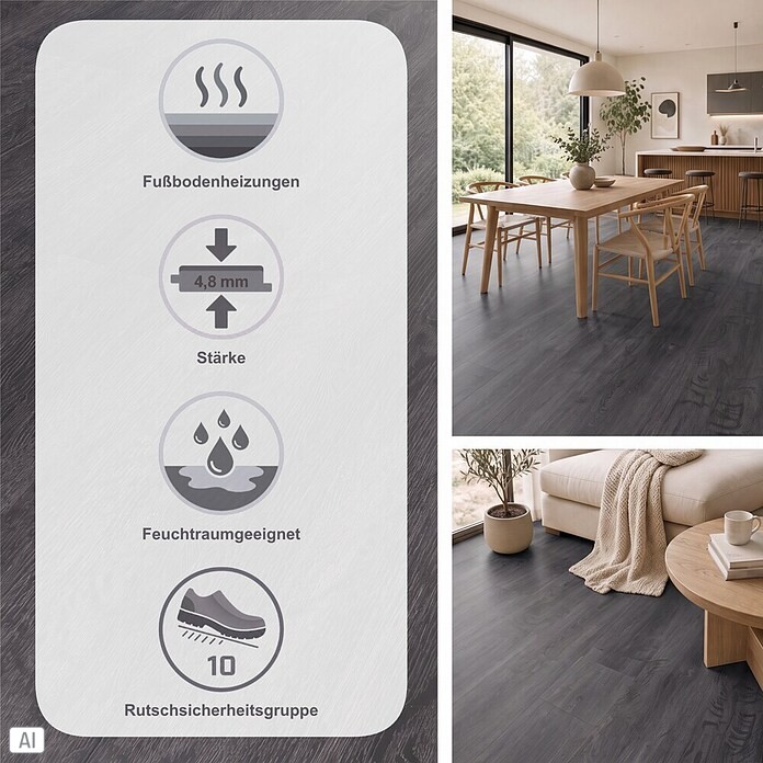 b!design Vinylboden (1.220 x 228 x 4,8 mm, Landhausdiele)