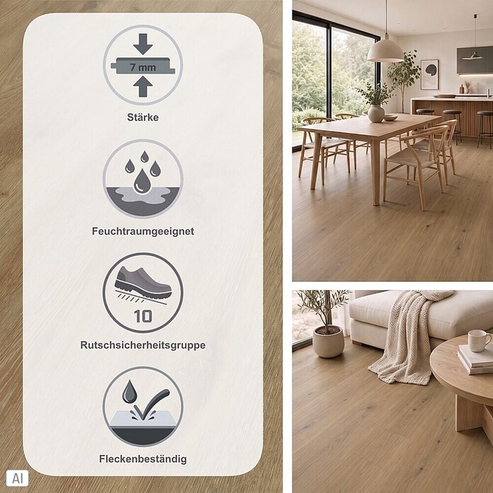Vinylboden Sly XXL Cansington Oak (1.510 x 300 x 7 mm, Landhausdiele)