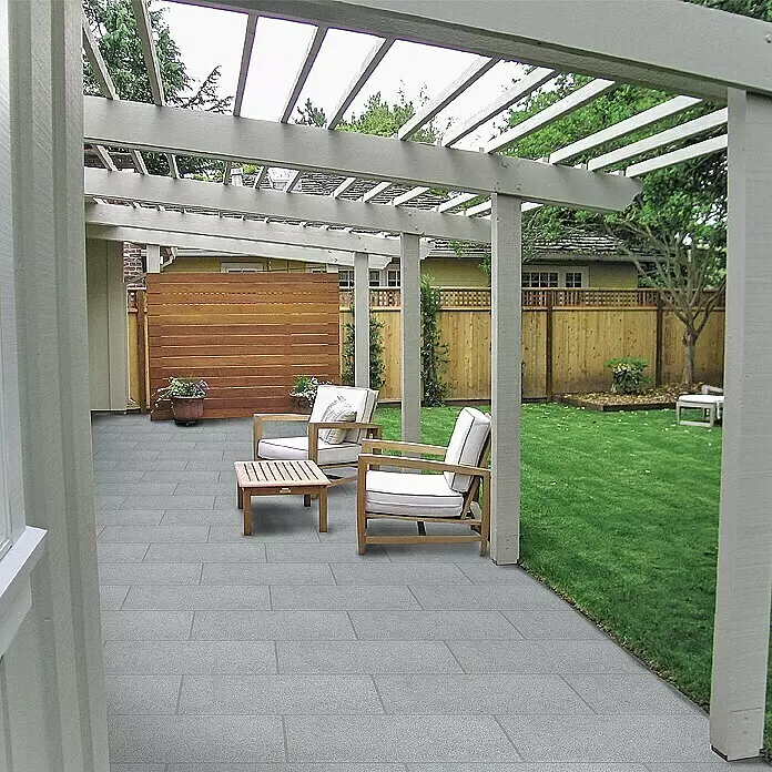 Terrassenplatte Pietra Serena - 40 x 60 x 4 cm, Granitgrau, Beton - Stimmungsaufnahme