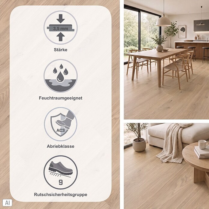 Vinylboden Rigid (Eiche Crema, Landhausdiele, 1 220 x 180 x 3,5 mm) | BAUHAUS