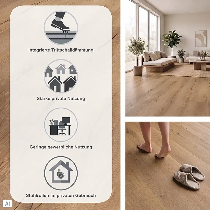 Parador Vinylboden Basic 5.3 - Eiche Cambridge natur, Landhausdiele, 1.209 x 225 x 5,3 mm - Heller Holzboden mit integrierter Trittschalldämmung, geeignet für starke private und leichte gewerbliche Nutzung, auch mit Stuhlrollen.
