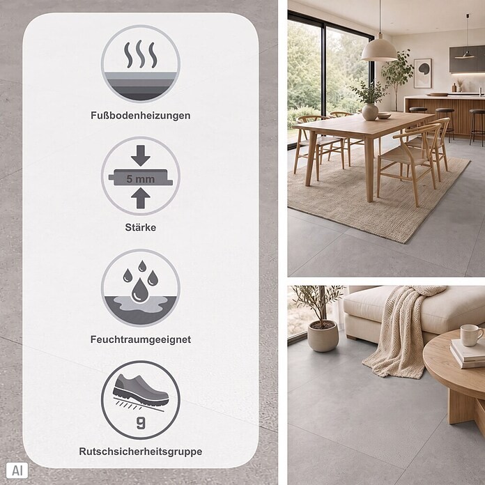 b!design Vinylboden Rigid SPC (Amalfi, Fliese, 800 x 400 x 5 mm) | BAUHAUS