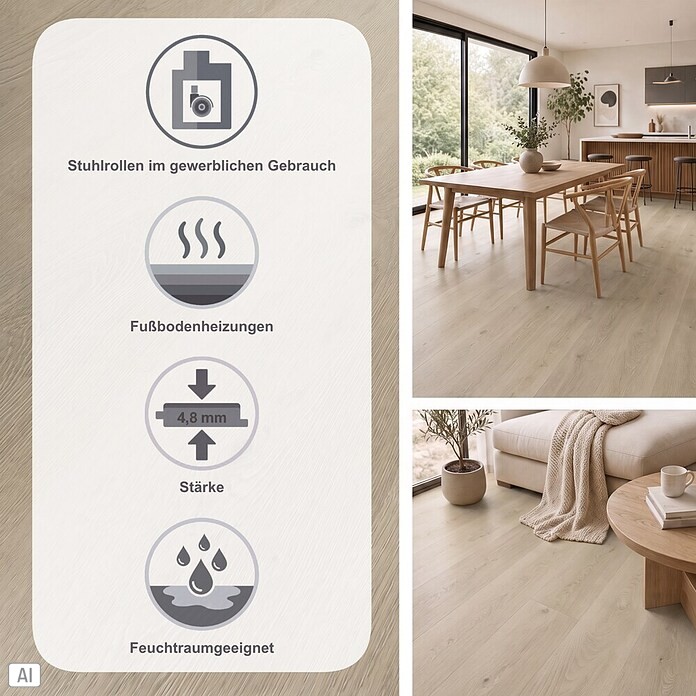 b!design Vinylboden SPC Silent (Boston, Landhausdiele, 1 220 x 230 x 4,8 mm) | BAUHAUS