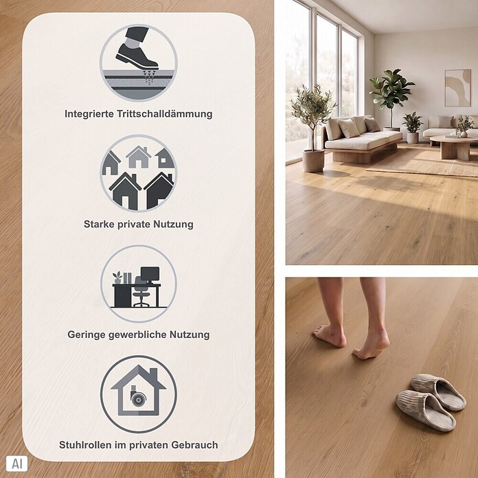 b!design Vinylboden SPC Silent (Providence, Landhausdiele, 1 220 x 230 x 4,8 mm) | BAUHAUS