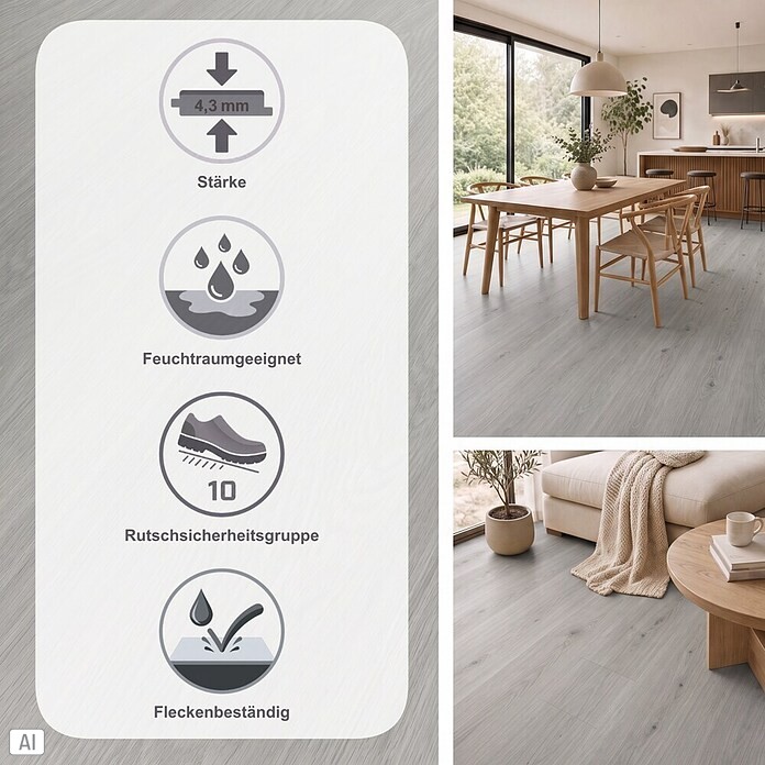 b!design Vinylboden SPC (Eiche Pilatus, Landhausdiele, 1 220 x 182 x 4,3 mm) | BAUHAUS