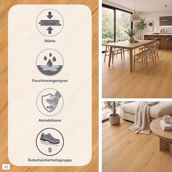 Vinylboden Rigid (Eiche Pure, Landhausdiele, 1 220 x 180 x 3,5 mm) | BAUHAUS