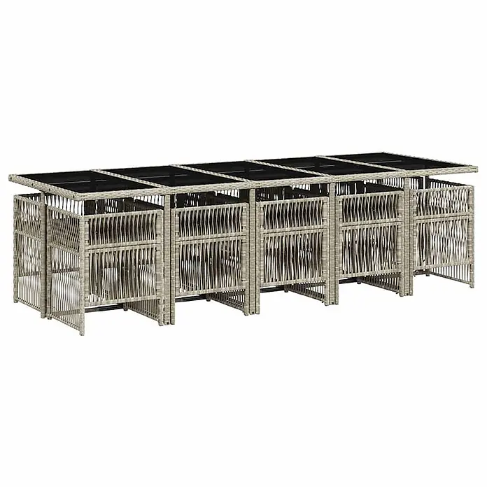 Maison exclusive gartenmöbel-set ilo kunststoff grau 11-teilig -  - Fünf beigefarbene Polyrattan-Mülltonnenboxen mit schwarzen aufklappbaren Deckeln in einer Reihe.