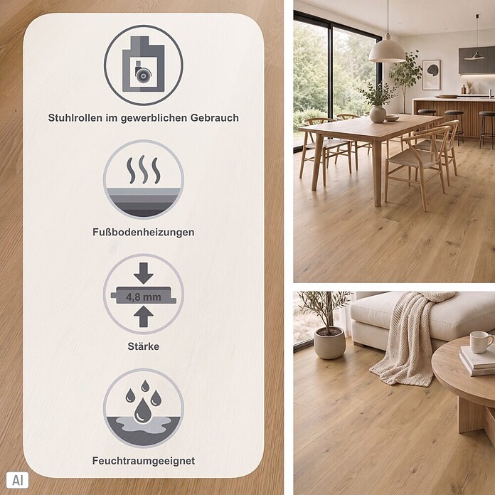 b!design Vinylboden SPC Silent (Providence, Landhausdiele, 1 220 x 230 x 4,8 mm) | BAUHAUS