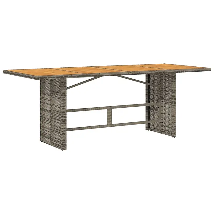 Maison exclusive gartenmöbel-set la palma kunststoff grau 7-teilig -  - Langer rechteckiger Bartisch mit brauner Holzplatte und grauem Polyrattan-Gestell.