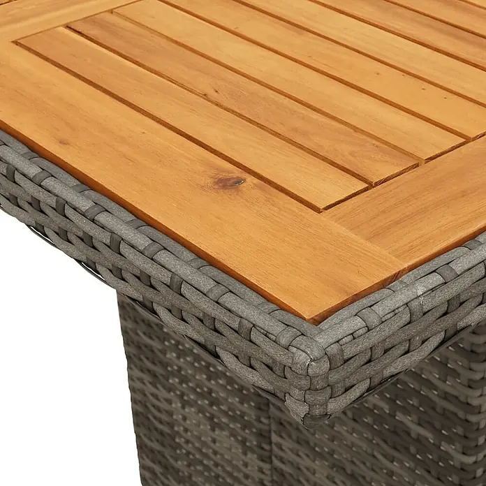 Maison exclusive gartenmöbel-set la palma kunststoff grau 7-teilig -  - Tischecke mit Lattenplatte aus Akazienholz und grauem Polyrattan-Geflecht.