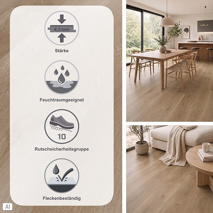 b!design Vinylboden SPC (Eiche Stanser, Landhausdiele, 1 220 x 182 x 4,3 mm) | BAUHAUS