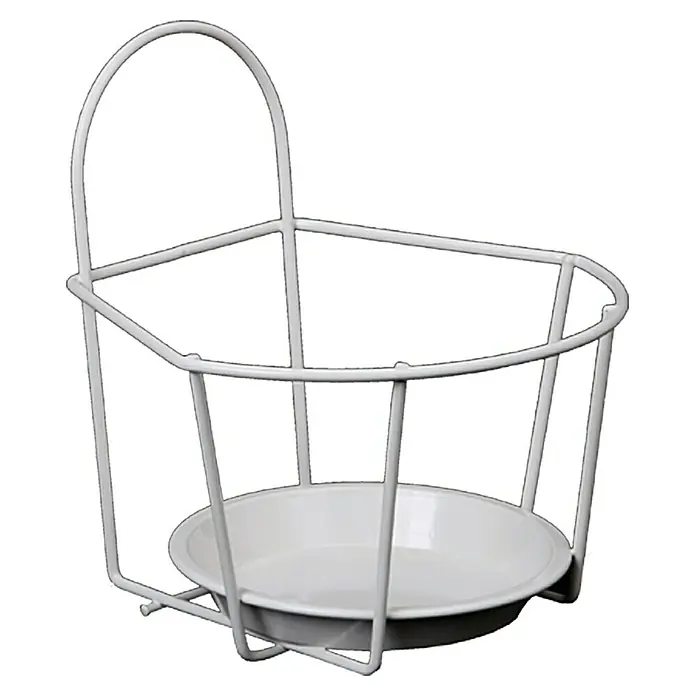 A.H.G. Soporte para maceta Kent I - 19 x 18 x 20 cm, Blanco - Una canasta de metal de alambre blanco y vacía, perfecta para exhibir plantas en interiores.