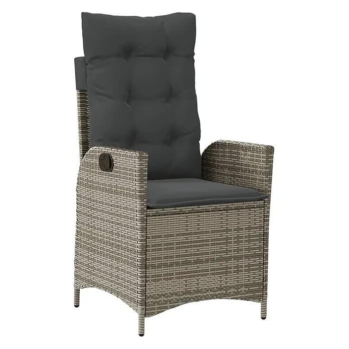Maison exclusive gartenmöbel-set la palma kunststoff grau 7-teilig -  - Hellgrauer Polyrattan-Liegesessel mit dunkelgrauen Kissen.