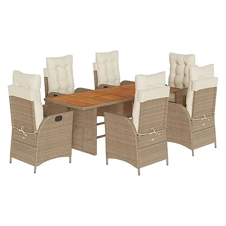 Maison exclusive gartenmöbel-set la palma kunststoff beige 7-teilig