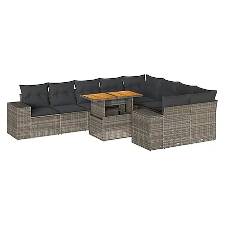 Maison exclusive gartenmöbel-set donald wayne holz grau 10-teilig