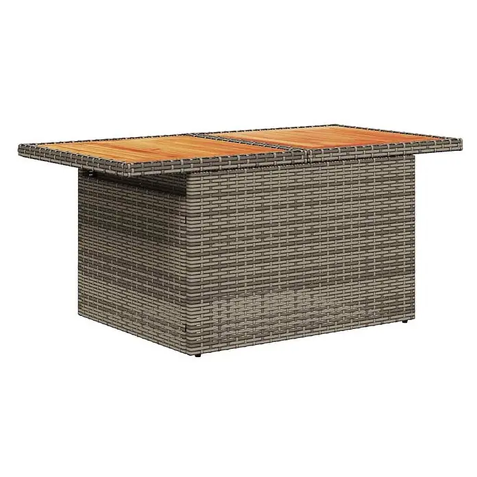 Maison exclusive gartenmöbel-set donald wayne holz grau 10-teilig -  - Grau-brauner Polyrattan-Bartisch mit zweiteiliger heller Holzplatte, für den Außenbereich geeignet.