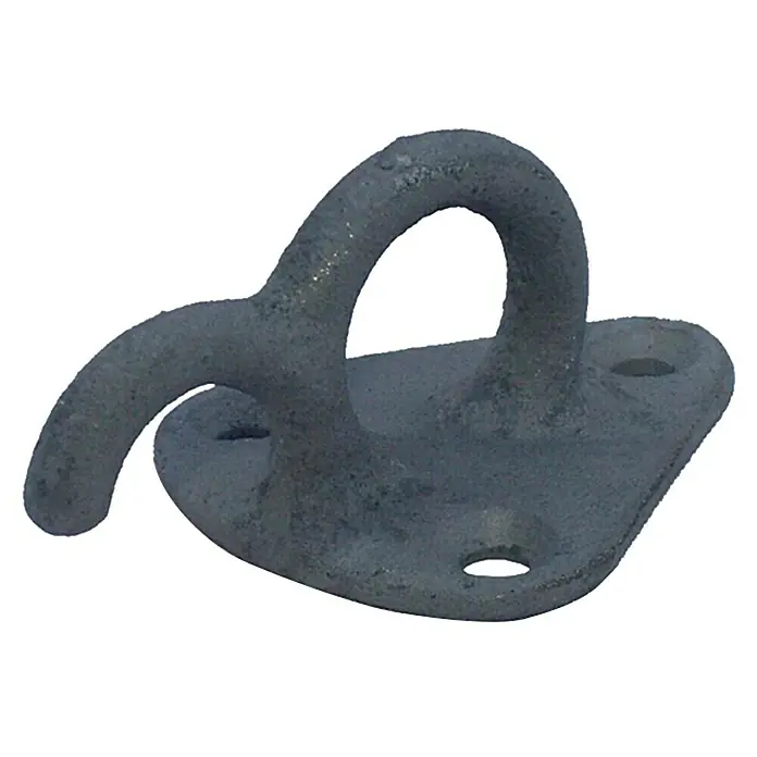Conacord Placa con anillo y gancho - 50 x 45 mm - Ojal metálico con placa de montaje para fijación a paredes o superficies. Construcción robusta para diversas aplicaciones.