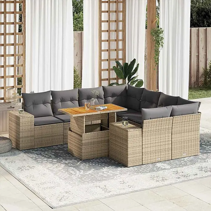 Maison exclusive gartenmöbel-set cabin john holz beige 9-teilig online kaufen bei BAUHAUS