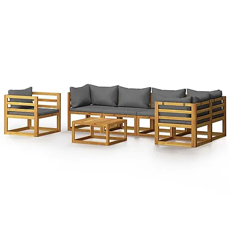 Maison exclusive gartenmöbel-set berkel en rodenrijs holz grau 7-teilig