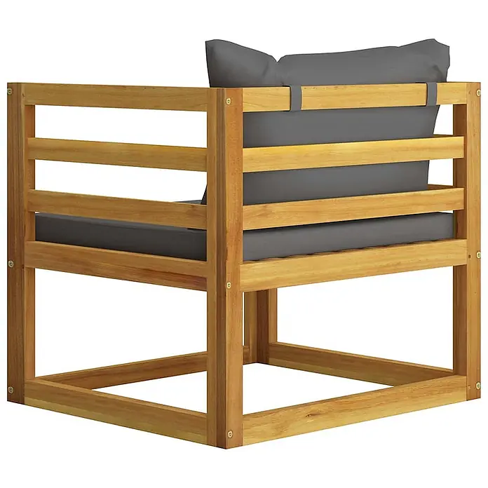 Maison exclusive gartenmöbel-set berkel en rodenrijs holz grau 7-teilig -  - Hölzerner Sessel mit dunkelgrauen Kissen, in Lattenoptik für den Außenbereich oder als Loungemöbel.