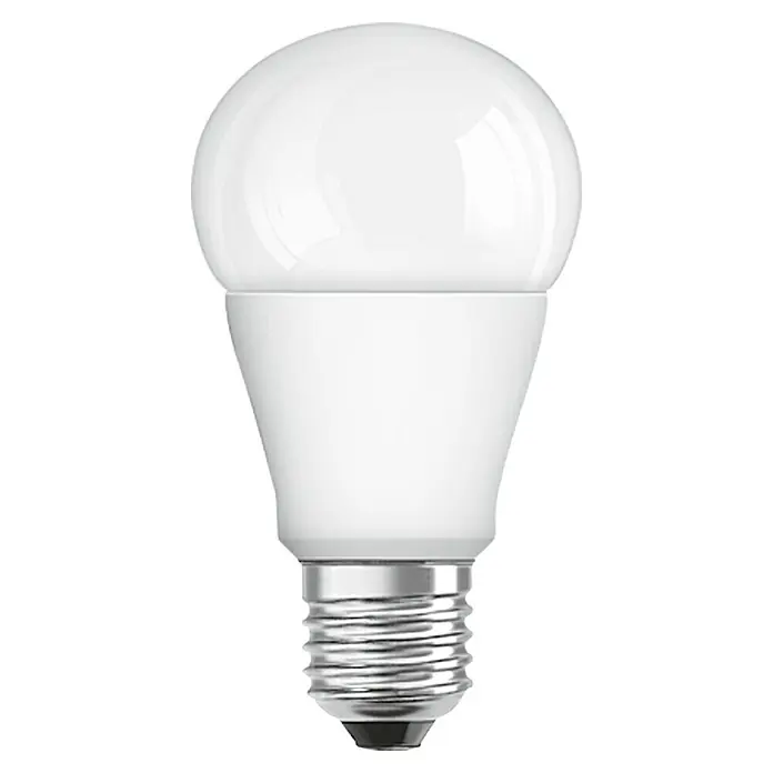 Osram LED-Lampe Glühlampenform E27 matt - E27, Dimmbar, Warmweiß, 1.055 lm, 13,5 W - Nahaufnahme einer weißen LED-Glühbirne, die für Energieeffizienz und modernes Design steht. Sie eignet sich perfekt für diverse Beleuchtungsbedürfnisse.