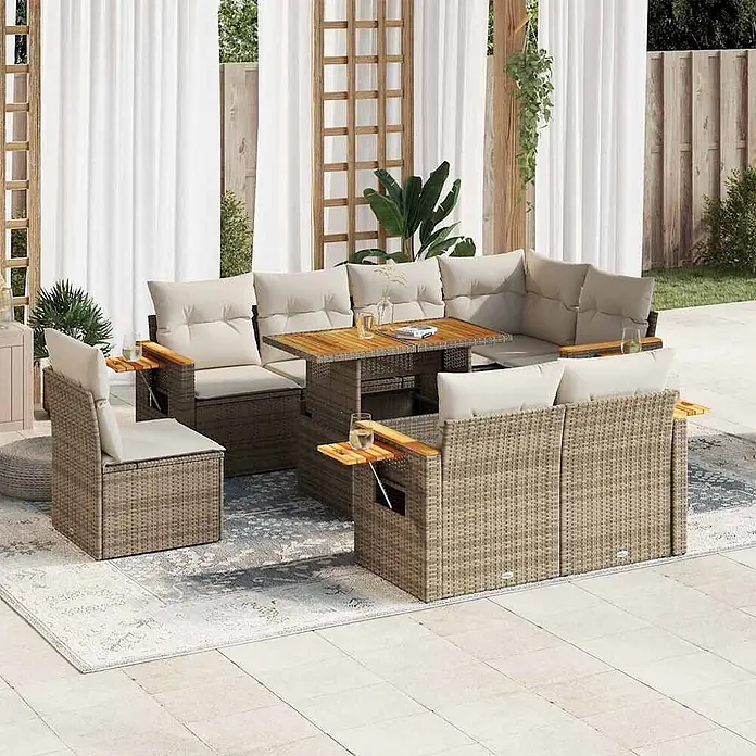 Maison exclusive gartenmöbel-set ethan kunststoff beige 9-teilig online kaufen bei BAUHAUS