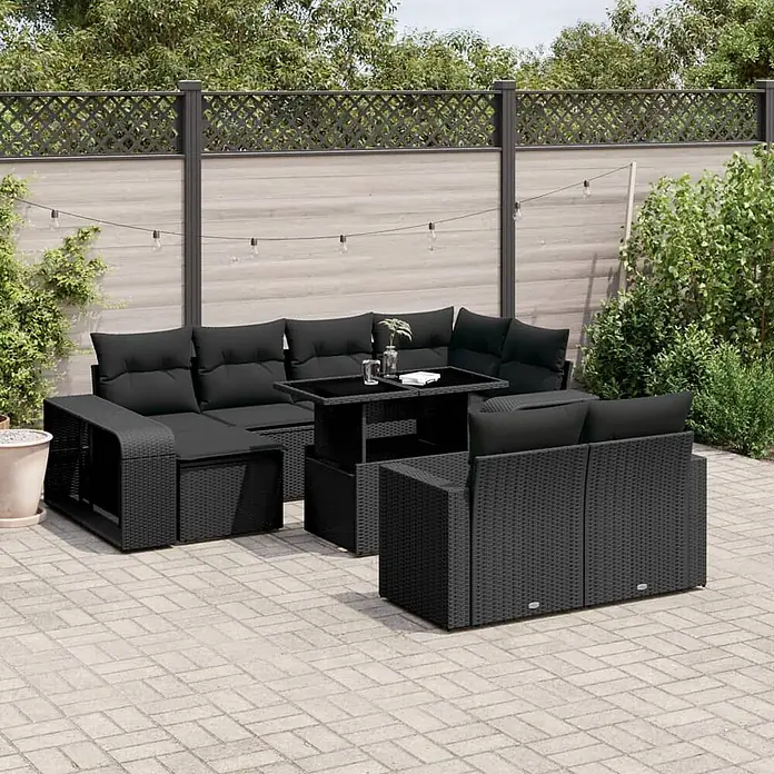 Maison exclusive gartenmöbel-set suzie kunststoff schwarz 9-teilig online kaufen bei BAUHAUS