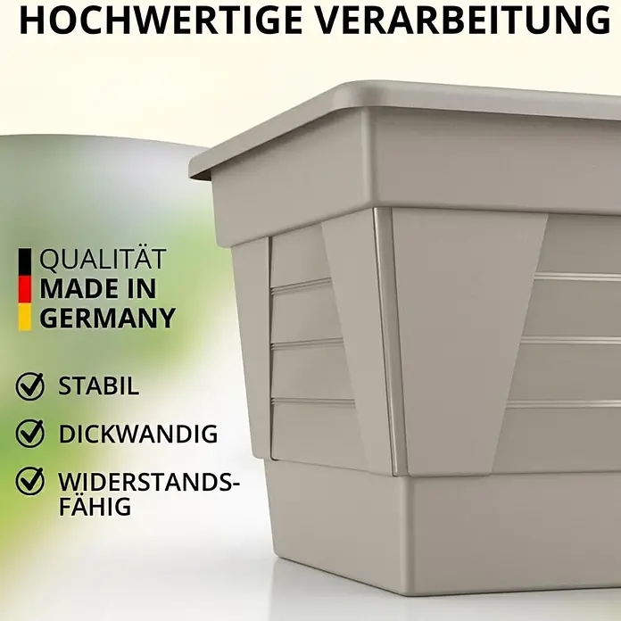 60 cm Seidengrau, Pflanzkasten, Balkonkasten -  - Robustes, dickwandiges hellgraues Kunststoffgefäß. Hochwertig, stabil und widerstandsfähig, hergestellt in Deutschland.