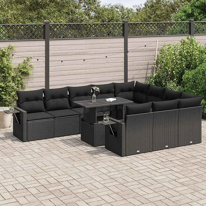 Maison exclusive gartenmöbel-set ithar kunststoff schwarz 11-teilig online kaufen bei BAUHAUS