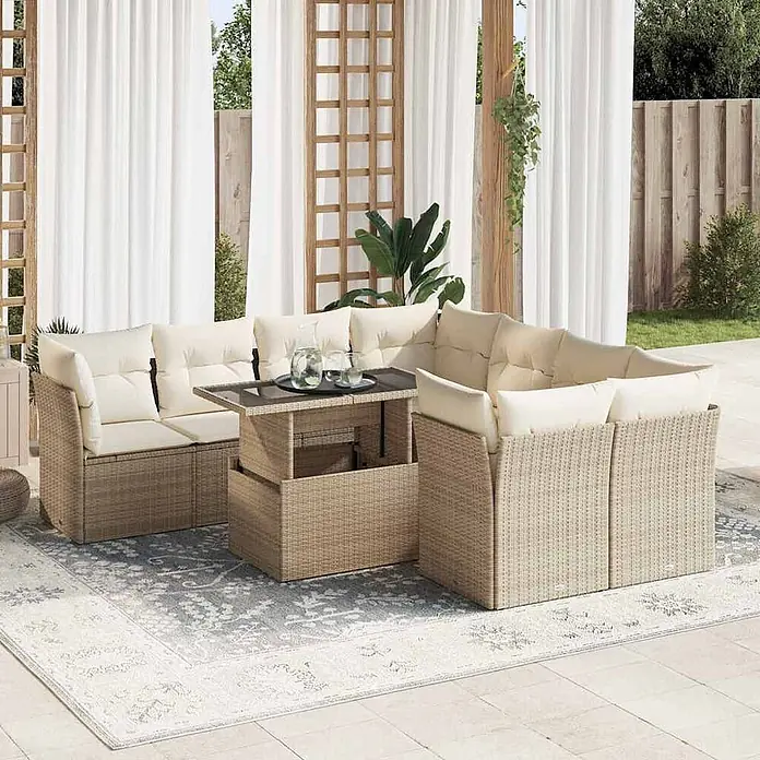 Maison exclusive gartenmöbel-set castlepook kunststoff beige 9-teilig online kaufen bei BAUHAUS