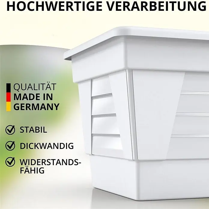 80 cm Weiß, Pflanzkasten, Balkonkasten -  - Weißer, dickwandiger Kunststoff-Lichtschacht oder Kellerfensterabdeckung, stabil und widerstandsfähig. Made in Germany.