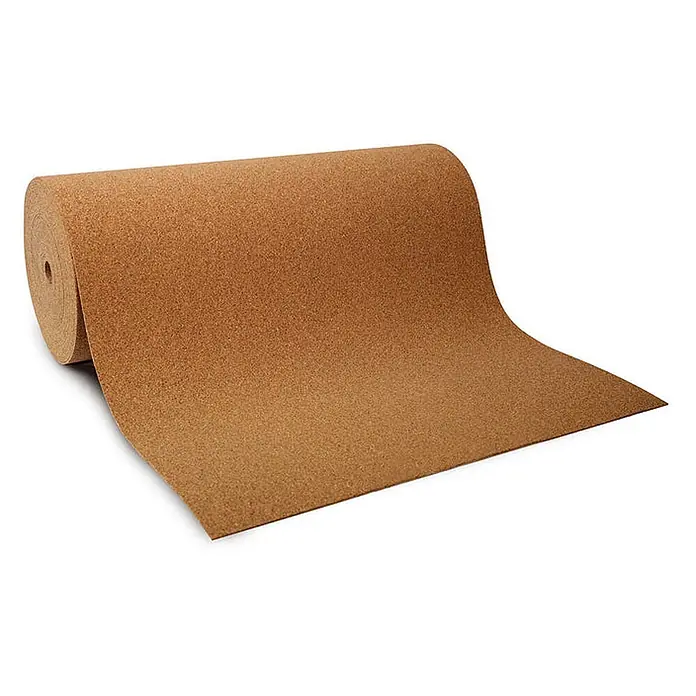 Floordirekt Rollenkork auf Maß Korkplatte Universal 100 x 200 x 0,5 cm -  - Teilweise abgerollte braune Korkrolle, die eine körnige Textur zeigt.