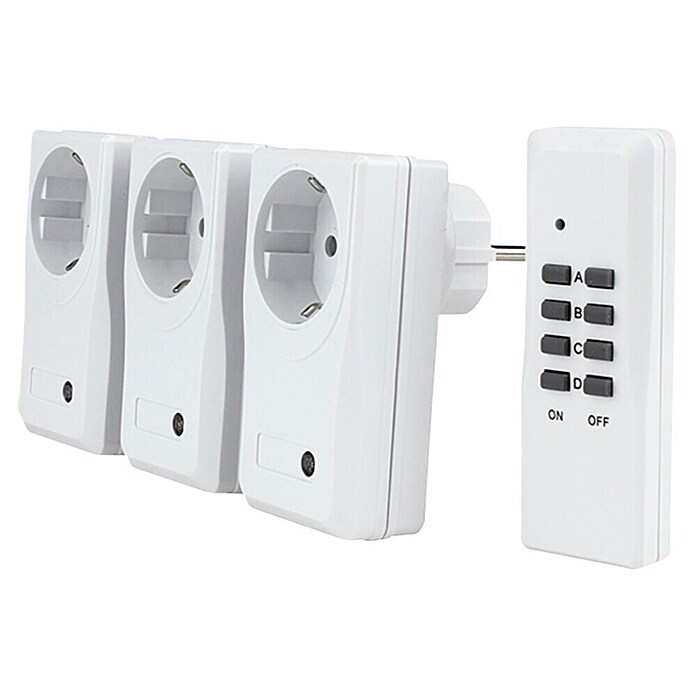 Voltomat Set de enchufes inalámbricos 3+1 (Blanco, Alcance: 25 m, Potencia de conexión máx.: 1.000 W)