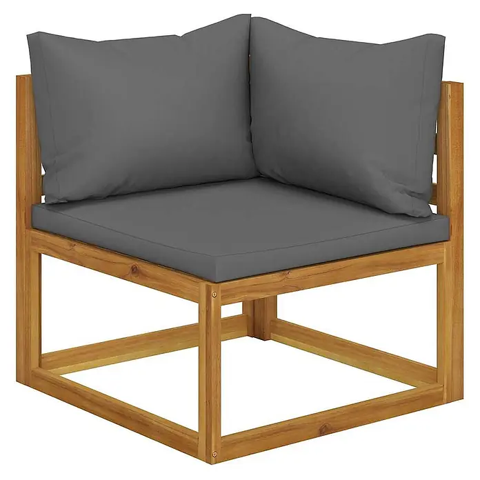 Maison exclusive gartenmöbel-set berkel en rodenrijs holz grau 6-teilig -  - Ecksofa-Modul aus Holz für den Garten mit dunkelgrauen Sitz- und Rückenkissen.