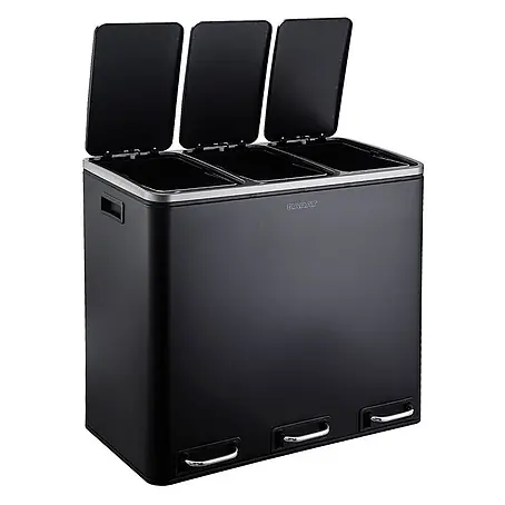 Floordirekt  Standard-Mülleimer Felix 3 x 18 L Schwarz