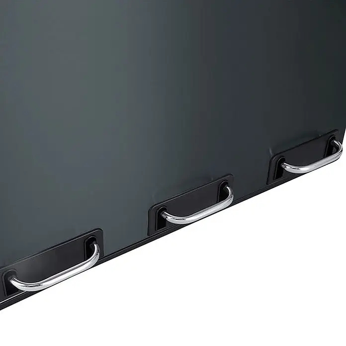 Floordirekt Standard-Mülleimer Felix 3 x 18 L Anthrazit - 54 l, Edelstahl, Anthrazit - Dunkelgraue Oberfläche mit drei verchromten Griffen.