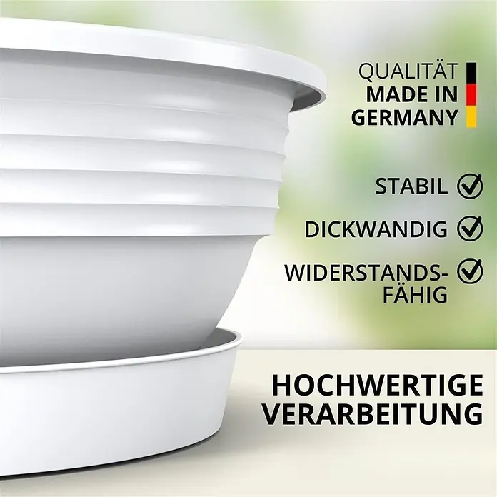 Ø 25 cm Pflanzschale mit Untersetzer – Weiß -  - Weißer Pflanztopf mit gerippter Textur und passendem Untersetzer.