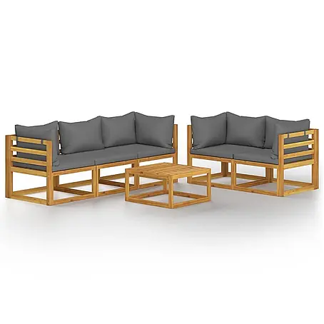 Maison exclusive gartenmöbel-set berkel en rodenrijs holz grau 6-teilig