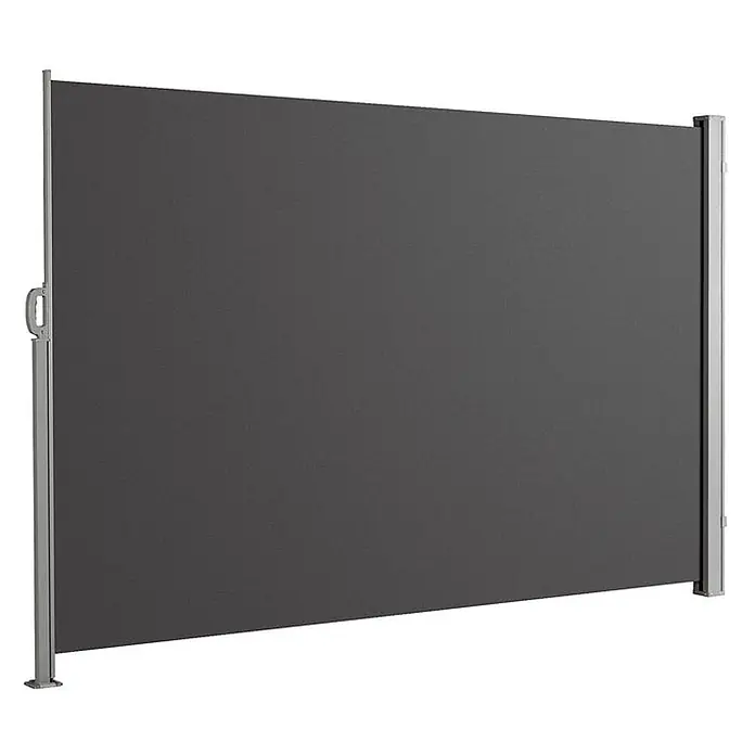 Floordirekt Alu-Seitenmarkise Anthrazit 200 x 350 cm -  - Graue ausziehbare Seitenmarkise mit silbernen Pfosten für mehr Privatsphäre.