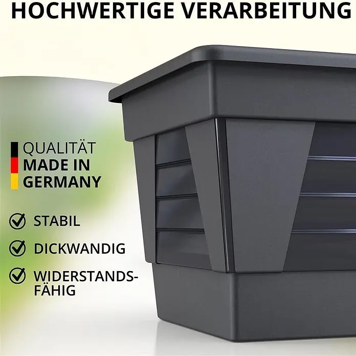 100 cm Anthrazit, Pflanzkasten, Balkonkasten -  - Dunkelgrauer, dickwandiger Kunststoffbehälter mit Lüftungsschlitzen.