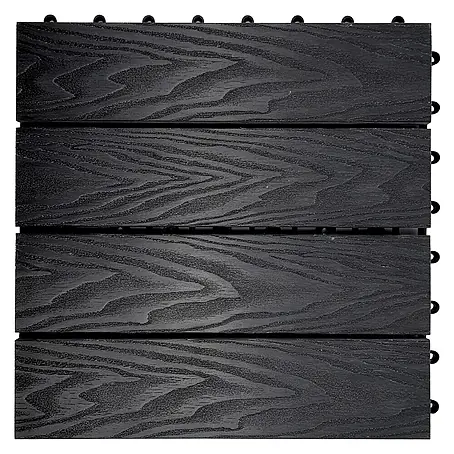 Floordirekt  Klickfliese Noble 3D - 30 x 30 cm - 0,25 m² - Moderne Terrassenfliese - Schwarz