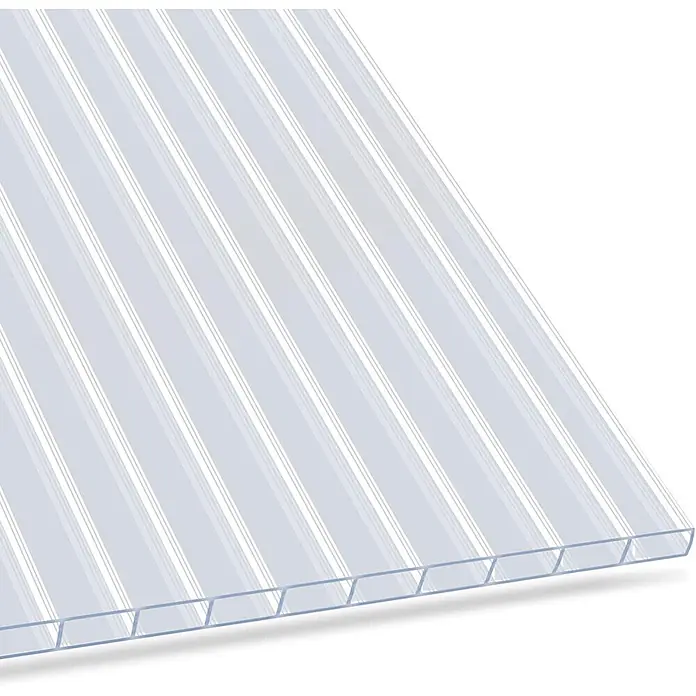 Floordirekt Doppelstegplatte Polycarbonat 60,5 x 121 cm 16 mm Transparent -  - Klare, lichtdurchlässige Mehrkammer-Polycarbonatplatte mit sichtbarer Zellstruktur.