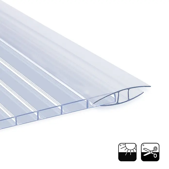Floordirekt Verbinder Doppelstegplatten H-Profil 121 cm 4 mm -  - Klare Stegplatte aus Polycarbonat mit H-Verbindungsprofil. UV-geschützt und zuschneidbar.