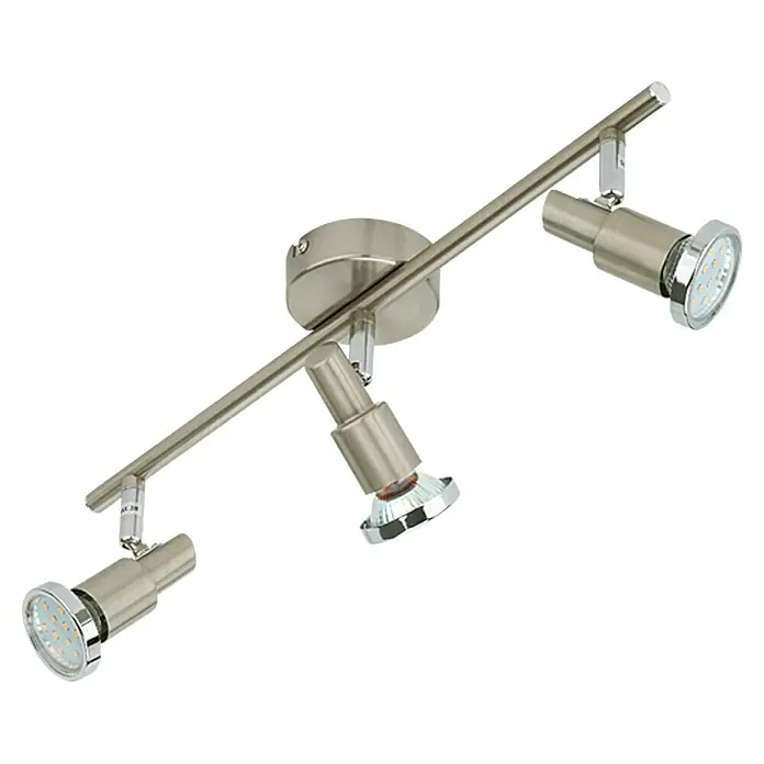 Tween Light LED-Deckenstrahler - 3 W, L x B x H: 475 x 80 x 120 mm, Nickel matt, Anzahl Leuchtmittel: 3 Stk. - Moderne 3-flammige LED-Deckenleuchte mit verstellbaren Strahlern für flexible Beleuchtung in jedem Raum. Stilvolles Design in gebürstetem Nickel.