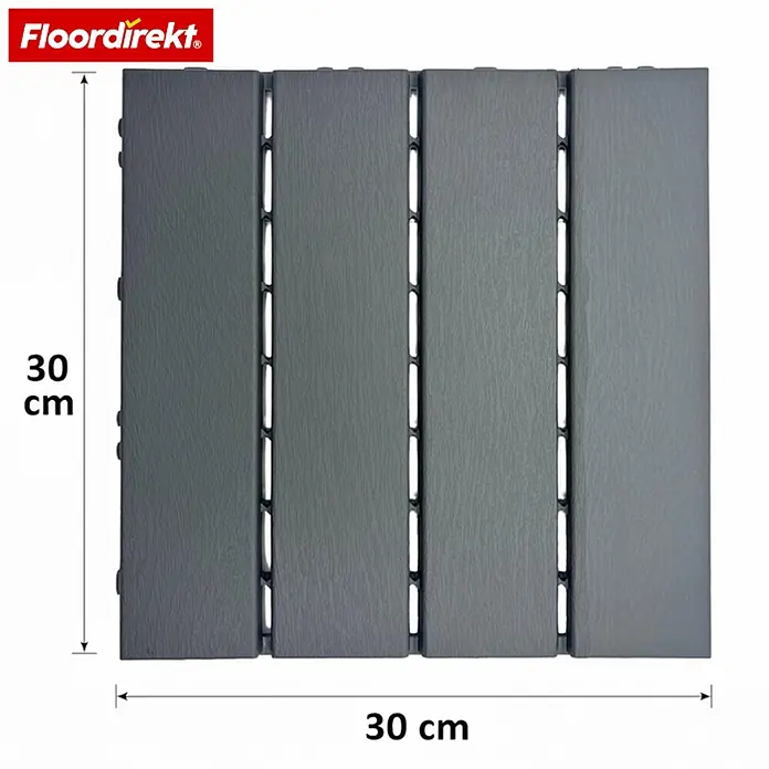 Floordirekt Klickfliese Terrassenfliese Elyse 30 x 30 cm 11er Set Polypropylen Klickfliese Grau - Polypropylen, 11 Stk. - Graue 30x30 cm Klickfliese mit strukturierter Oberfläche.